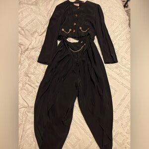 Diamonds Run by Wayne Diamond vintage Black 2 piece outfit with Gold Accents